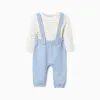 Striped bodysuit + trousers for newborn boys, white/green/blue