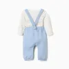 Striped bodysuit + trousers for newborn boys, white/green/blue