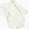 Striped bodysuit + trousers for newborn boys, white/green/blue