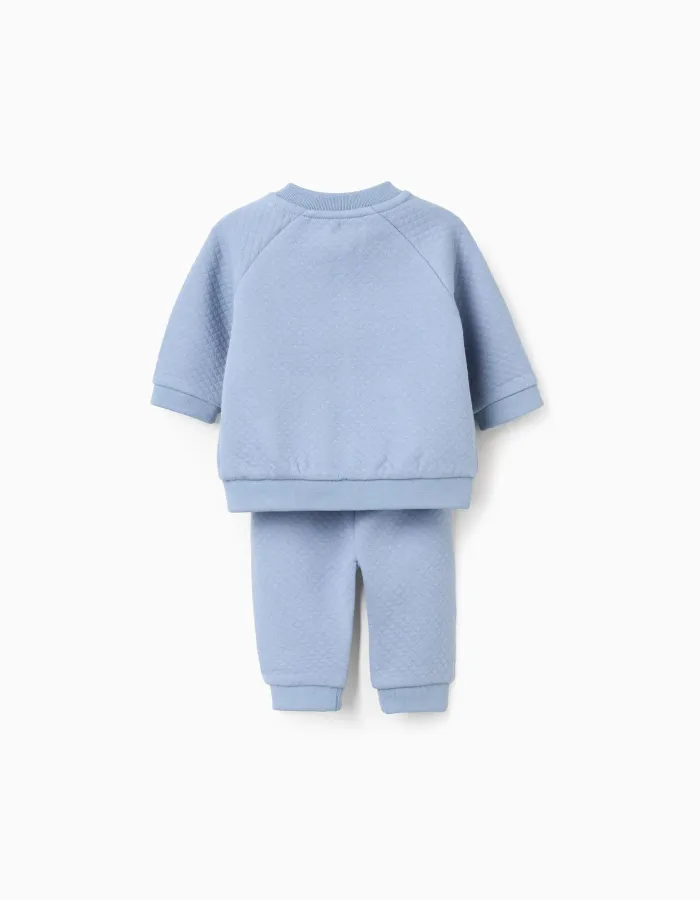 Quilted set of jacket + trousers for newborn boys, blue