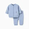 Quilted set of jacket + trousers for newborn boys, blue