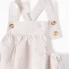 Bodysuit + jumpsuit with Vichy pattern for newborn boys, white/beige