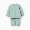 Cotton jacket + trousers with motif for new-borns boys, light green