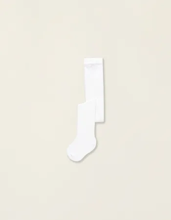 Cotton Anti-Pilling Tights for Babies, White