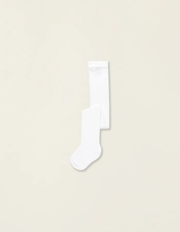 Cotton Anti-Pilling Tights for Babies, White