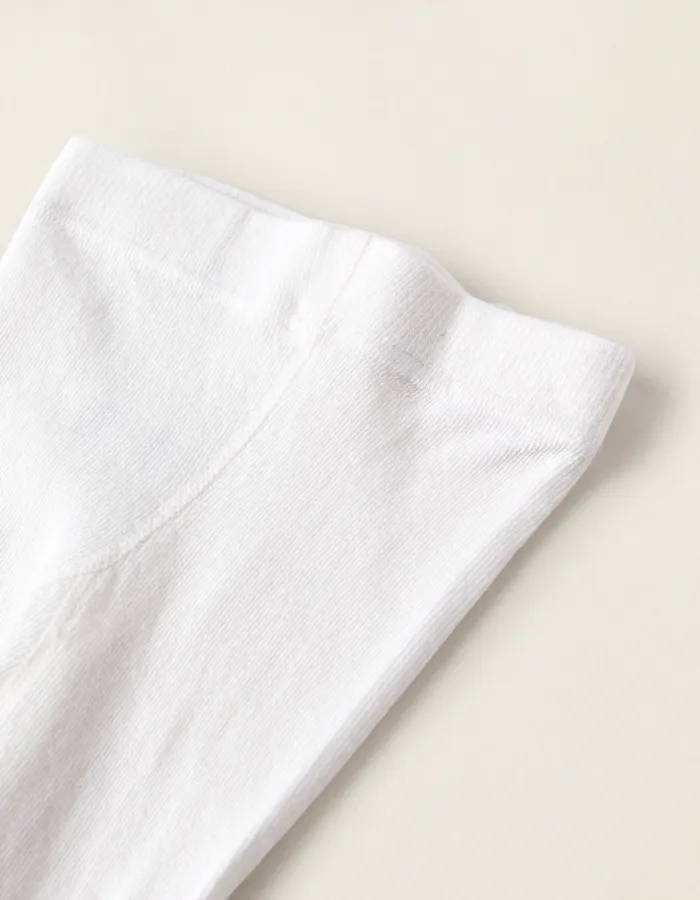 Cotton Anti-Pilling Tights for Babies, White