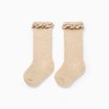 Ribbed High Socks with Crochet for Baby Girls, Beige