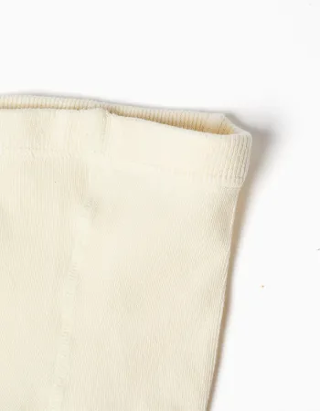 Anti-pilling ribbed knitted tights for babies, light beige