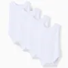 Pack of 4 plain sleeveless bodysuits for newborns and babies, white