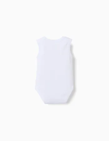 Pack of 4 plain sleeveless bodysuits for newborns and babies, white