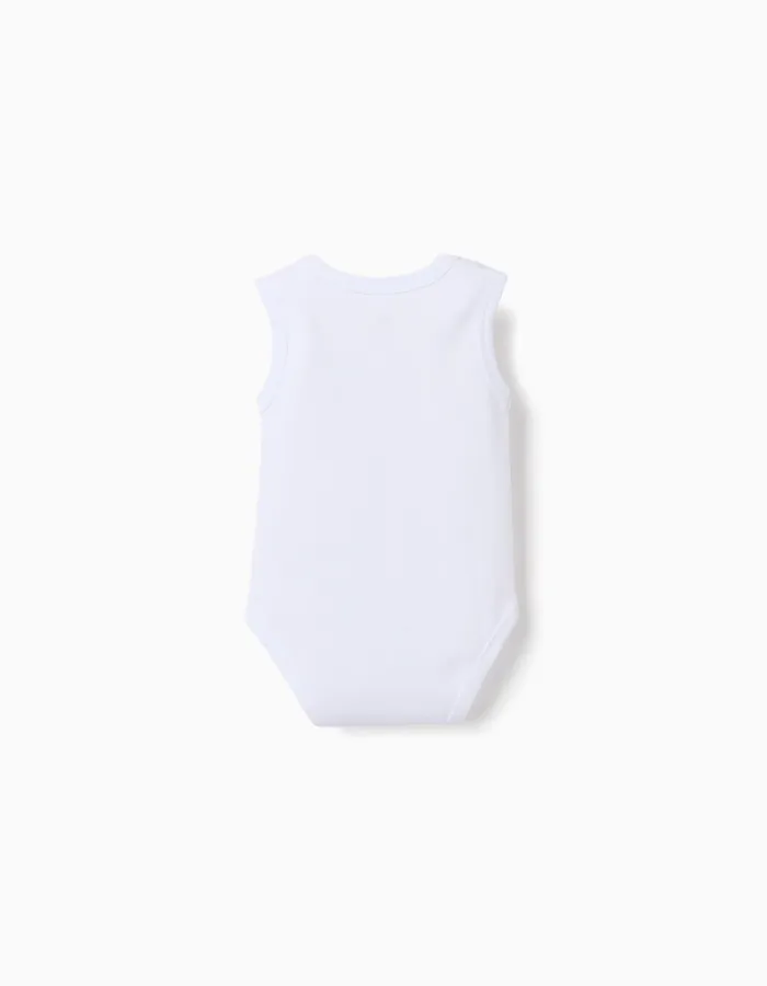 Pack of 4 plain sleeveless bodysuits for newborns and babies, white