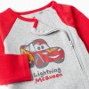Footless babygrow with Cars print for newborn and baby boys, grey/red
