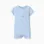 Cotton romper with crocodile print for newborn and baby boys, blue