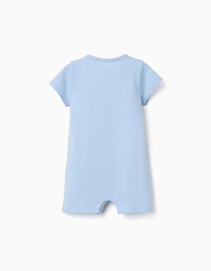 Cotton romper with crocodile print for newborn and baby boys, blue