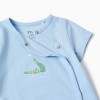 Cotton romper with crocodile print for newborn and baby boys, blue
