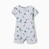 Ribbed romper with alligator motif for newborn and baby boys, grey
