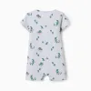 Ribbed romper with alligator motif for newborn and baby boys, grey