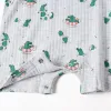 Ribbed romper with alligator motif for newborn and baby boys, grey