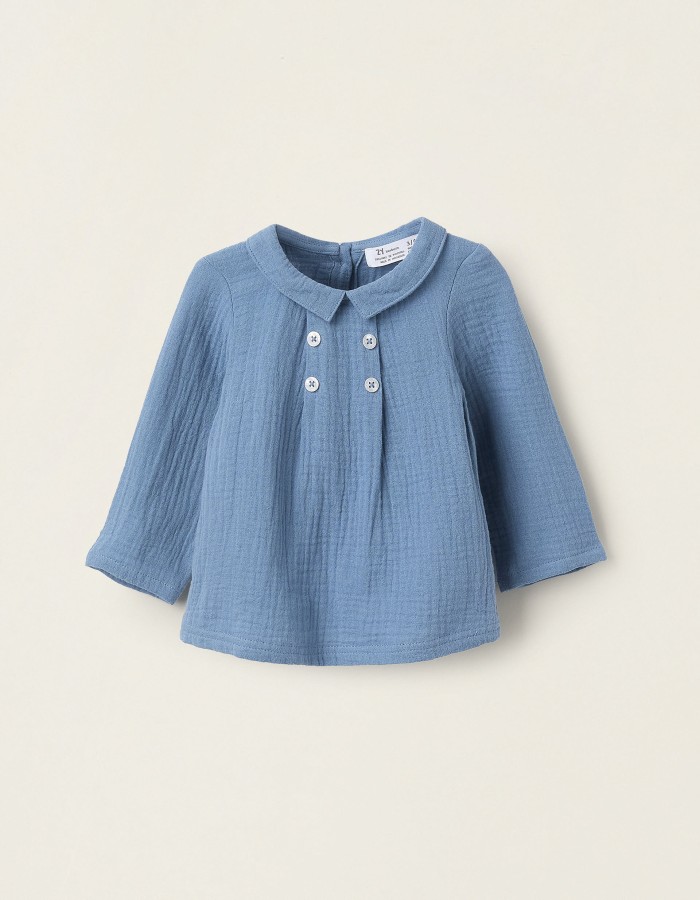 Bambula Cotton Blouse for Newborns, Blue