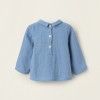 Bambula Cotton Blouse for Newborns, Blue