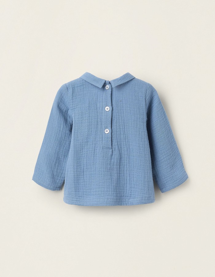 Bambula Cotton Blouse for Newborns, Blue