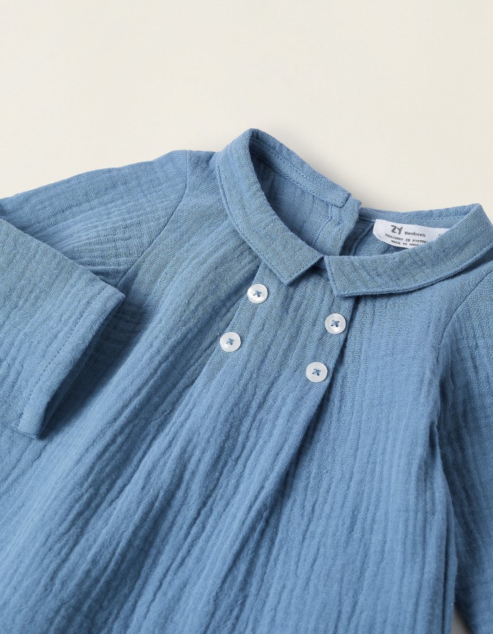 Bambula Cotton Blouse for Newborns, Blue