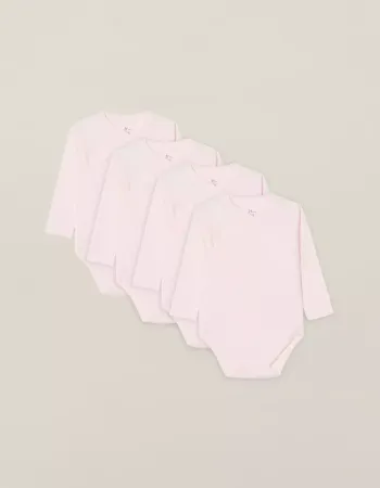Pack of 4 bodysuits with wrapover for newborns and babies, Pink