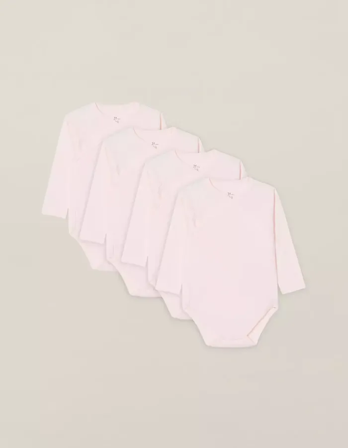 Pack of 4 bodysuits with wrapover for newborns and babies, Pink