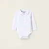 Long-sleeved Bodysuit for Newborn Boys, White