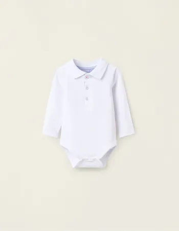 Long-sleeved Bodysuit for Newborn Boys, White