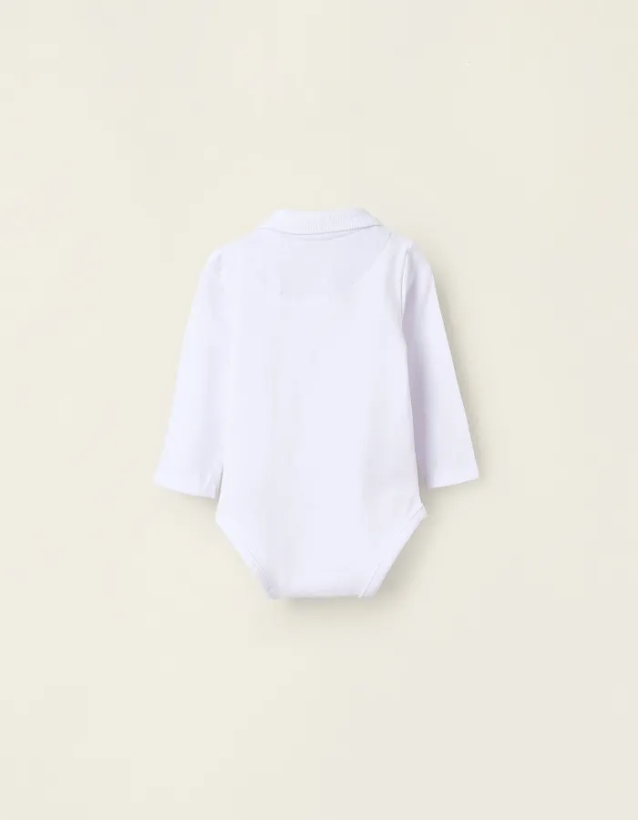 Long-sleeved Bodysuit for Newborn Boys, White
