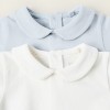 Pack of 2 Bodysuits with Peter Pan Collar for Newborn Girls, White/Blue