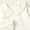 Bodysuit with Frills for Newborn Girls, White