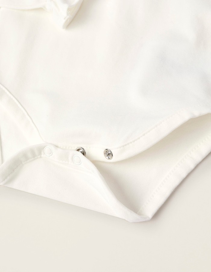 Bodysuit with Frills for Newborn Girls, White