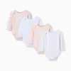 Pack of 4 Cotton Bodysuits for Baby Girls 'Moon & Star', White/Pink