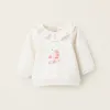 Brushed Sweatshirt with Ruffles for Newborn Girls 'Mushrooms', White
