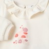 Brushed Sweatshirt with Ruffles for Newborn Girls 'Mushrooms', White