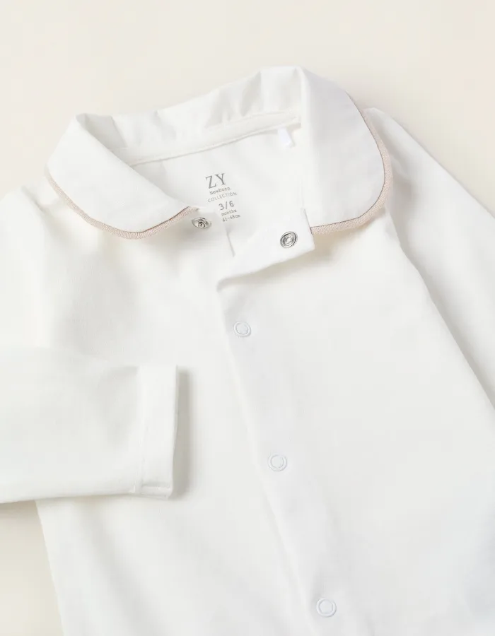 Jersey Bodysuit-Shirt for Newborns, White