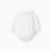 Bodysuit with Pleated Detail and Frill Collar for Newborns, White