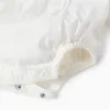 Bodysuit with Pleated Detail and Frill Collar for Newborns, White