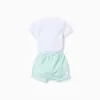 Mickey Print Bodysuit + Shorts for Newborn, White/Green