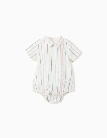 Cotton body-shirt with ethnic stripes B&S for newborn boys, multicolour