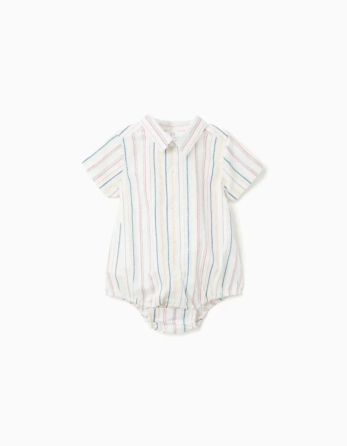 Cotton body-shirt with ethnic stripes B&S for newborn boys, multicolour
