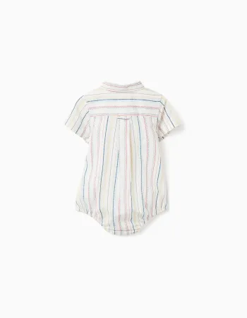 Cotton body-shirt with ethnic stripes B&S for newborn boys, multicolour