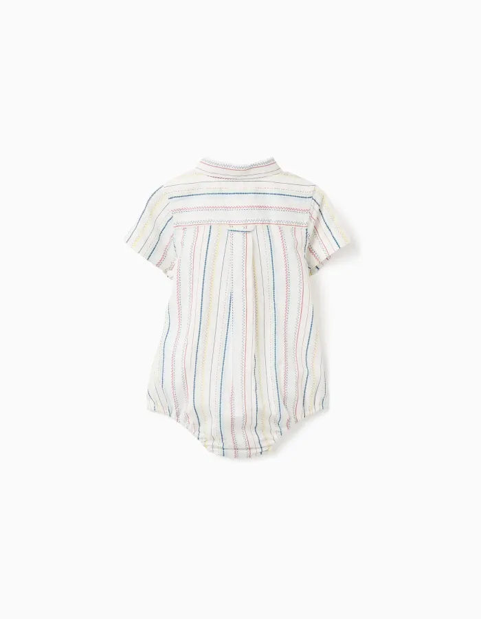 Cotton body-shirt with ethnic stripes B&S for newborn boys, multicolour