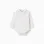 Long sleeve polo-bodysuit with stripes for newborn boys, white/beige