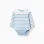 Long sleeve bodysuit with stripes for newborn boys, blue/white/green
