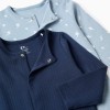 Pack of 2 ribbed/printed cotton babygrows for newborn and baby boys, blue