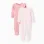 Pack of 2 cotton babygrows for newborn and baby girls, pink/white