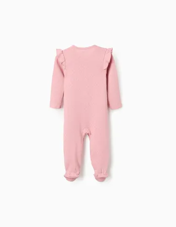 Pack of 2 cotton babygrows for newborn and baby girls, pink/white